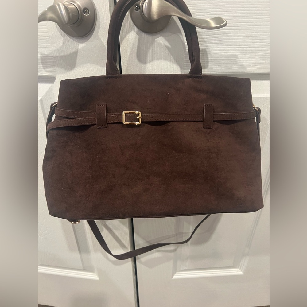 Elegant Brown Faux Suede Doctor Style Women's Bag